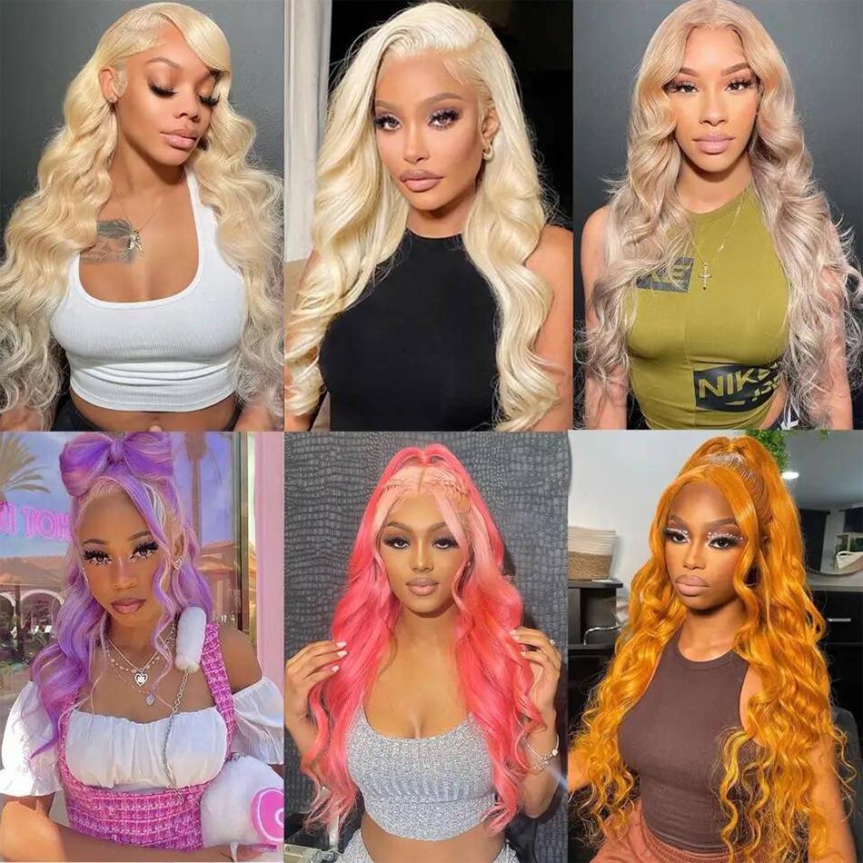 40 Inch Blonde Body Wave Lace Front Wig CUTE BEIN HD Transparent Lace Human Hair Wigs 13x6 Lace Frontal Wave Wig Natural Hairline 180 Density