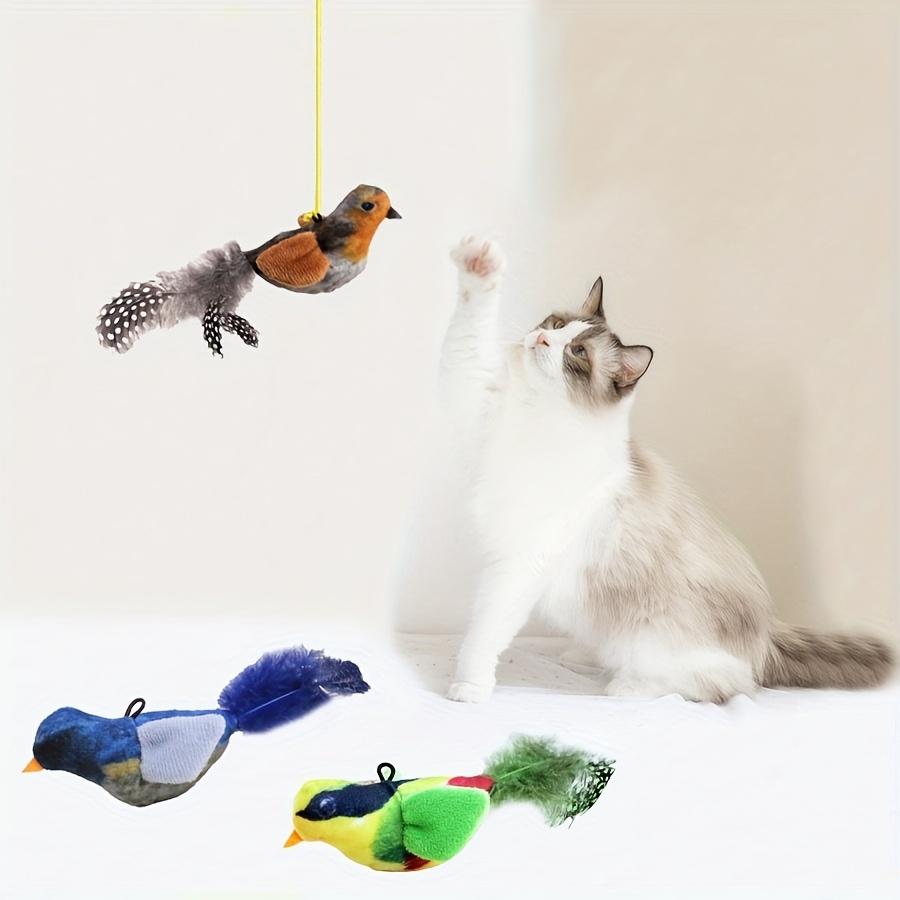 Interactive Cat Toy Bird Simulation, Wireless Rechargeable Physical Sound, Self-Entertainment & Exercise, Hanging Play Teaser Stick