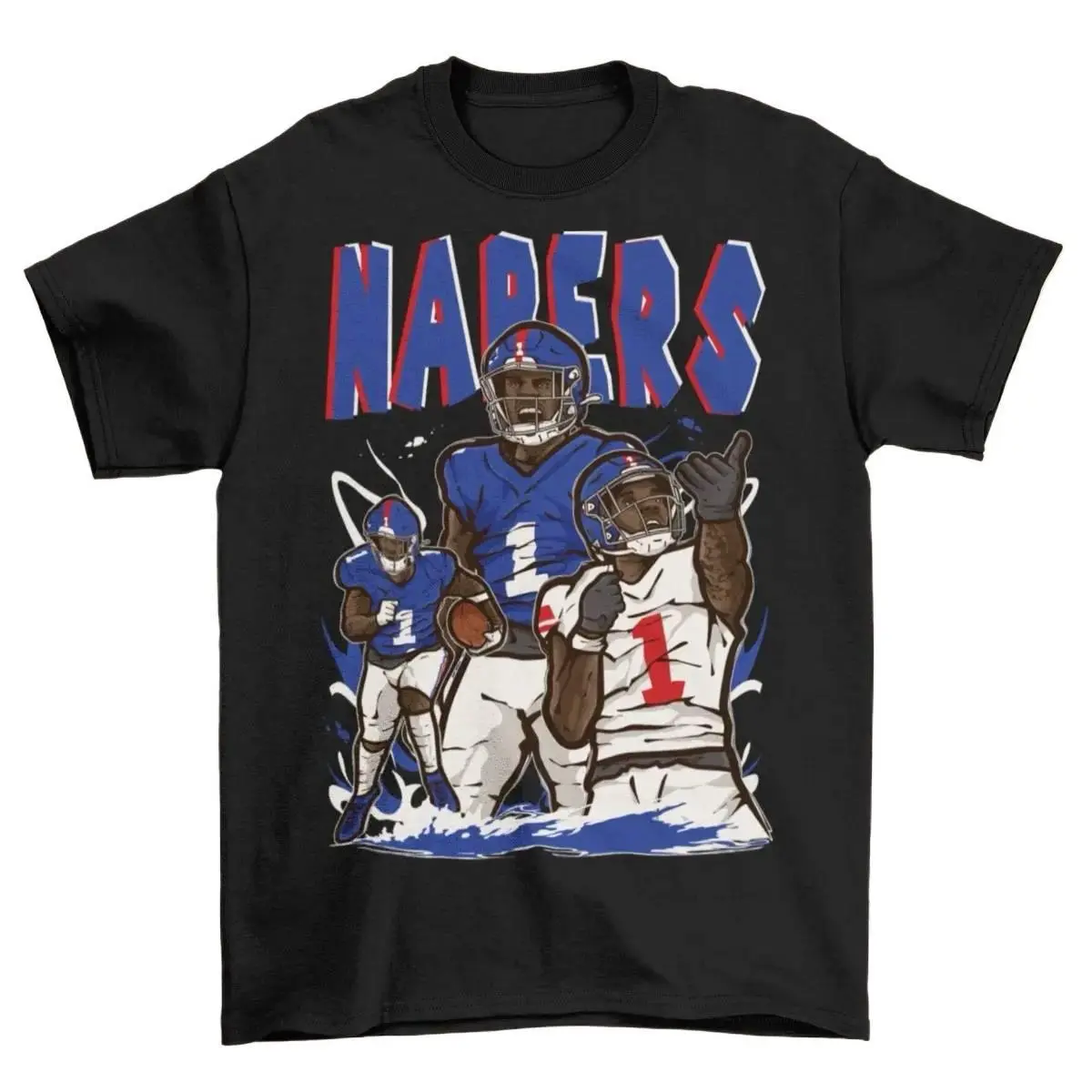 [Sale Up To 50%] Menswear Round Neck Short-Sleeve Casual Tops, Unisex Malik Nabers Cartoon Style New York Football T-Shirt, Shortsleeve