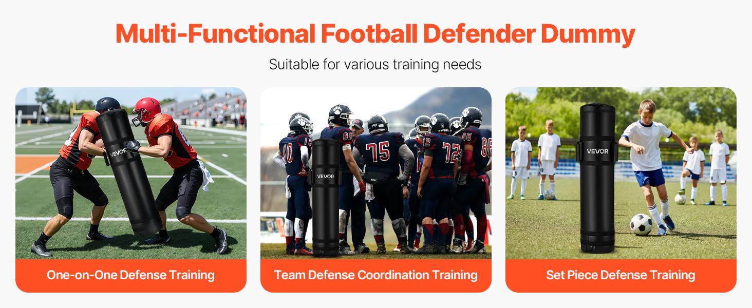 VEVOR Football Tackling Dummy, 47.2in High-Density Sponge Blocking Pad with Heavy Duty Handles, PVC Waterproof Cover, Double-Line Stitching, Durable Zipper Easy-To-Clean Training Gear for Athletes’ Contact Drills, 1PCS with Comprehensive Training Options