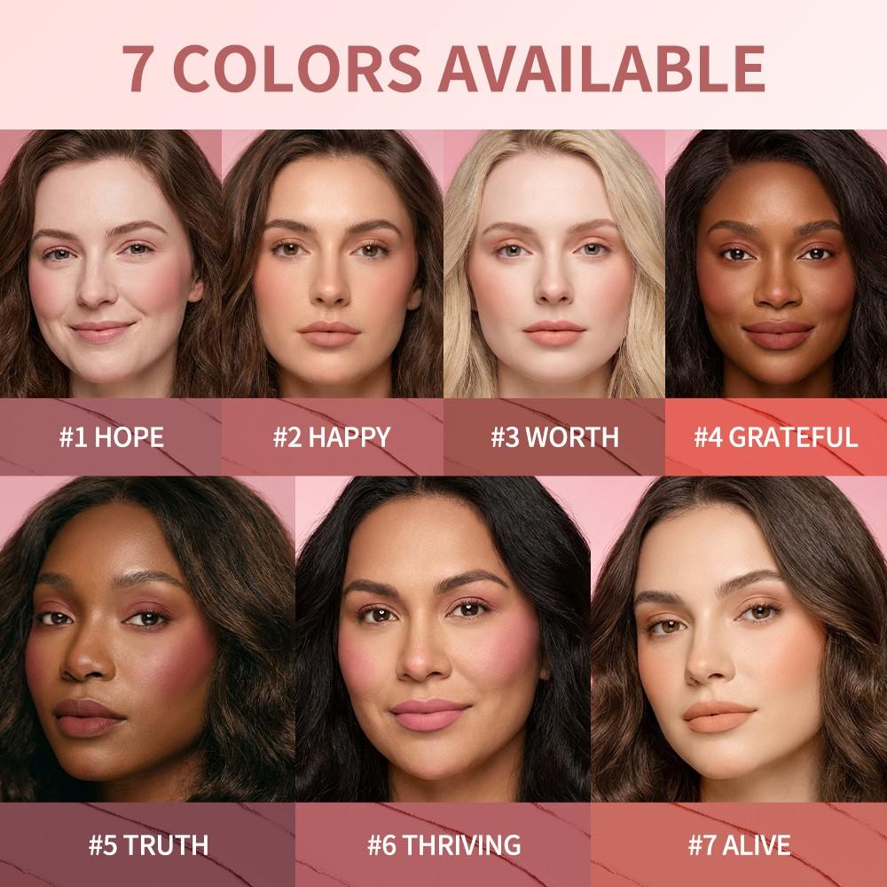 Matte Bouncy Blush, Cream-to-Powder, Blurs Pores, Buildable, Long-Lasting, Lightweight Blush for Girls and Women, Cosmetics Products