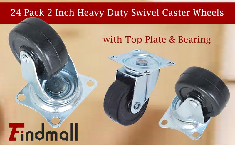 TikTokShopBlackFriday findmall  Swivel Caster Wheels 24 Pack 2 Inch Rubber Base with Top Plate and Bearing