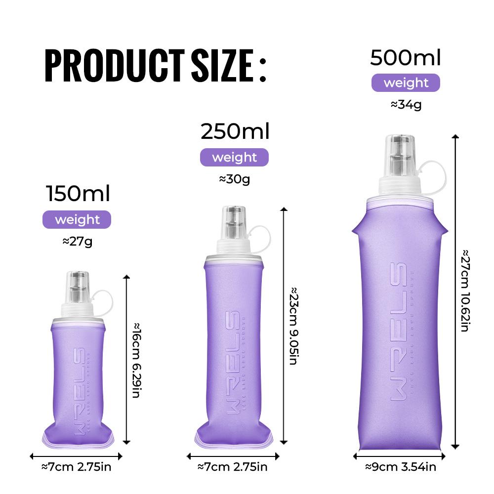 Wrels Lightweight Foldable Drink Bottle, Small Volume Large Capacity Sports Water Bottle, Available in 150ML, 250ML, 500ML, Portable Sports Bottle
