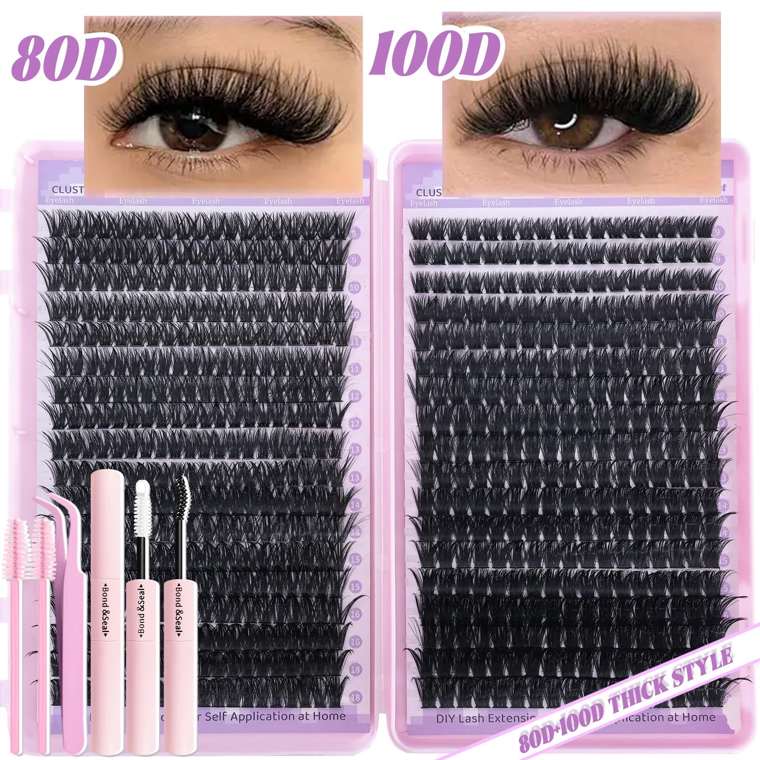 DIY Individual Lashes kit, Eyelash Extension kit, 30D40D, 60D80D, 9-18mm, Natural/Daily/Dense Look, Suitable for Diy At Home, D Curl Individual False Eyelash, Volume False Eyelashes, Eyelash Extensions Set, Wedding, Music Festiva