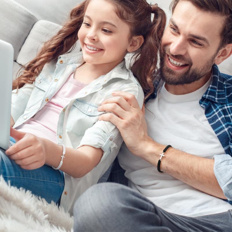 Adjustable Cross Friendship Bracelet – Braided Rope Christian Jesus Wristband, Matching Couple BFF Bracelets, Lucky Strand String for Women, Men, Boys & Girls, Easter Baptism Gift