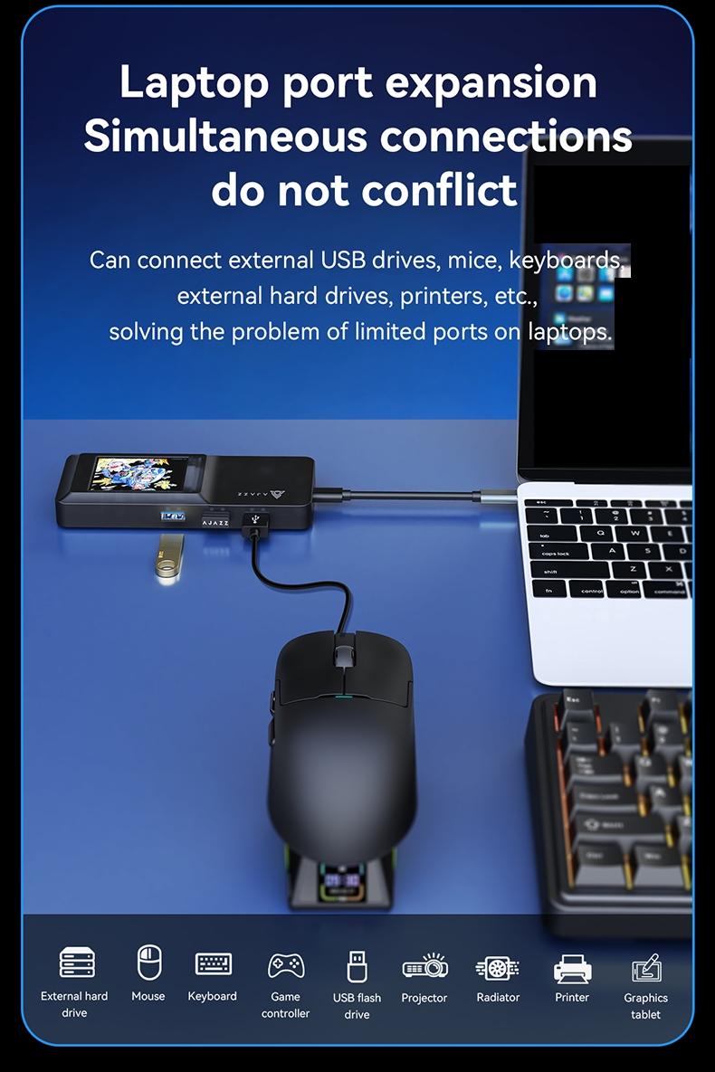 AJAZZ AKP01E Practical Expansion Dock 8-in-1 Desktop Assistant Office ...