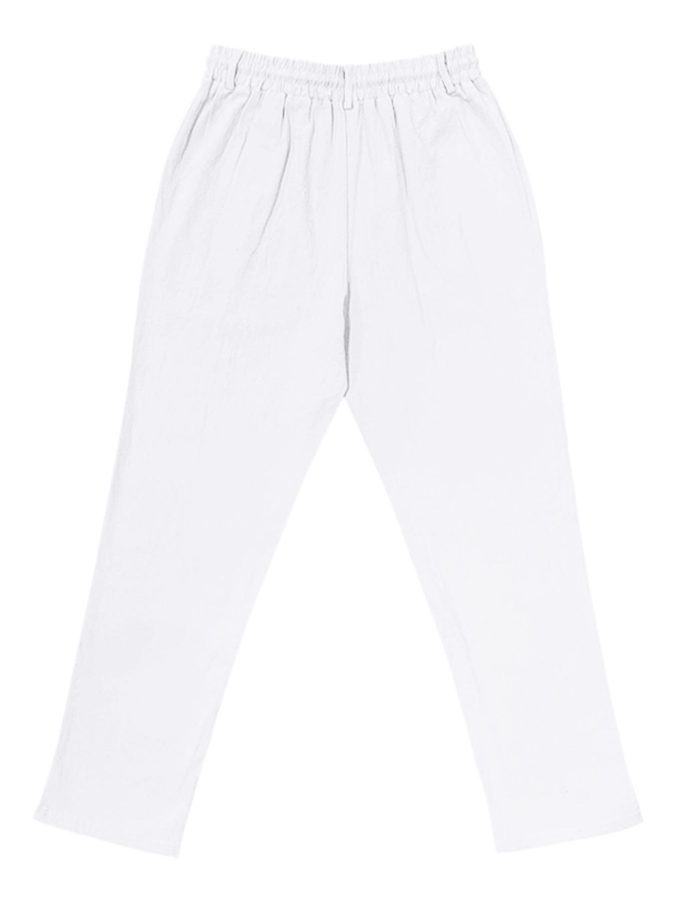 Men's lightweight casual sportswear pants, featuring drawstring and multi-button design, stylish linen woven straight-leg trousers