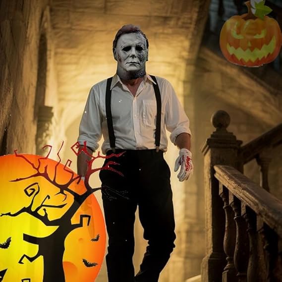 Michael Myers Mask & Scary Skull Mask, Halloween Horror Masquerade Men's & Women's Cosplay Party Mask, Bloody Michael Myers & Scary Skull Adult Costume Scary Cosplay The terrifying atmosphere is at its peak