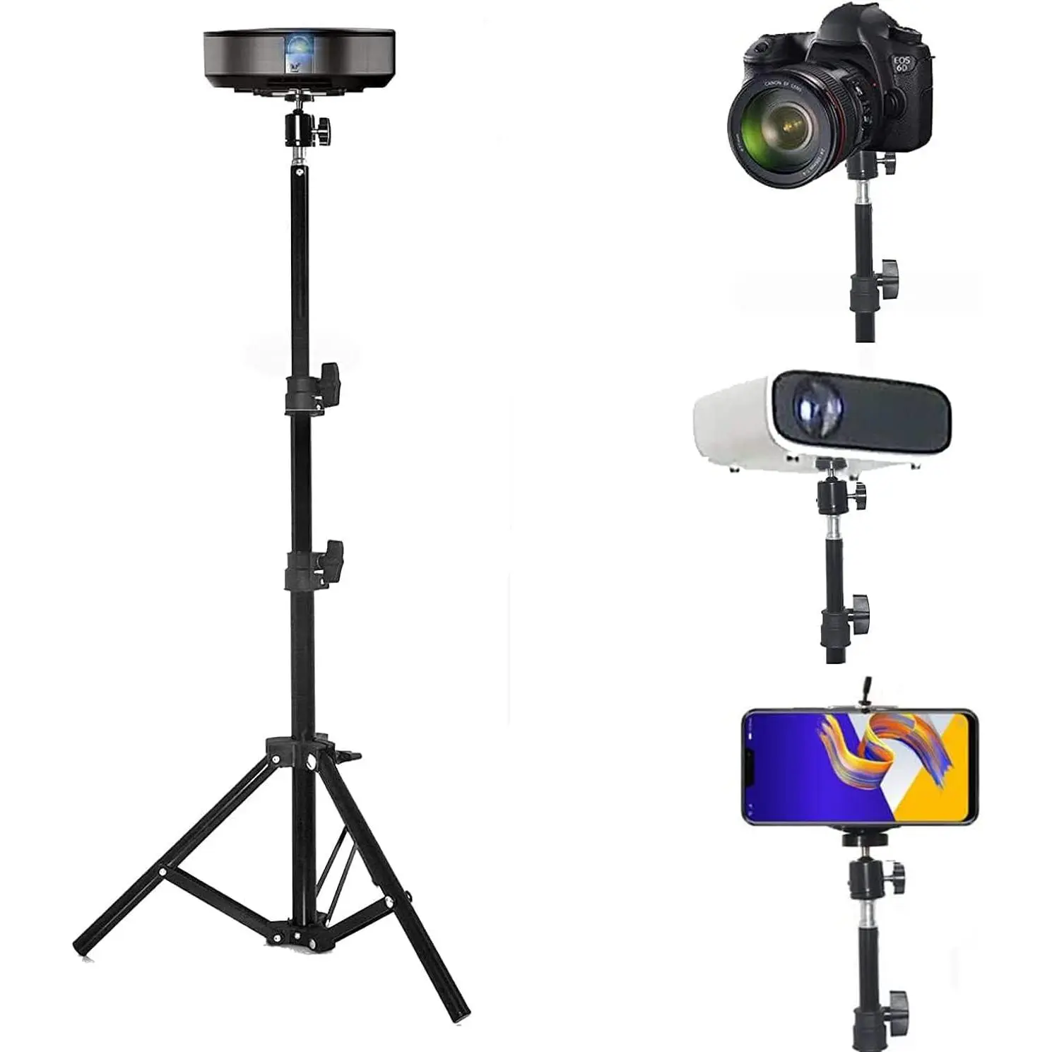 Adjustable Digital Projector Floor Tripod Stand, Portable Folding Mount Accessories for Projector, Camera, Webcam (18-40in), Supports Up to 3lbs (1.5kgs)