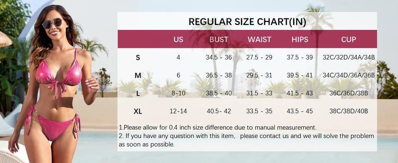 ZAFUL Metallic Bikini Sets for Women Sexy Triangle String High Cut Swimsuits Shiny Silver Two Piece Bathing Suit