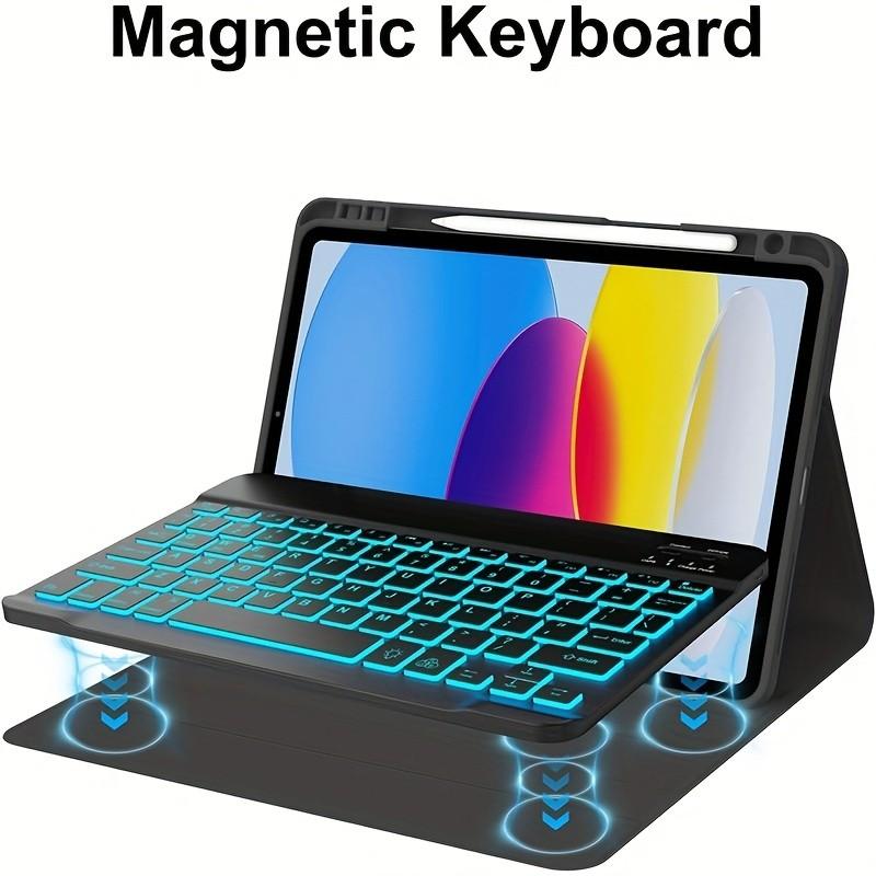 iPad Air 11-Inch Case with Keyboard M3/m2, 7-Color Backlight, 2 Wireless Channels, Compatible with iPad Pro 11, iPad Air 5th/4th Gen