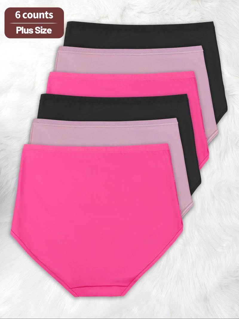 【Plus Size】 Letter Print High Waist Panties, Breathable Comfortable Briefs for Daily Wear, Women's Underwear for All Seasons