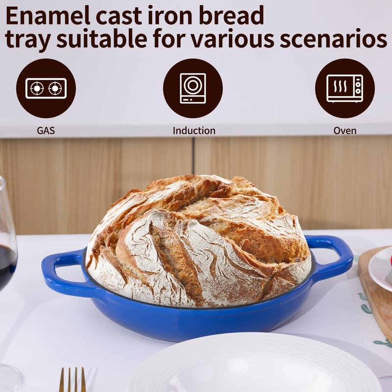 High quality enamel cast iron Dutch pot with lid enamel pot, non stick pot, bread oven set for baking sour bread, suitable for frying, baking, stir frying, stewing, etc., essential for homemade bread, ideal perfect gift, 5 quarts