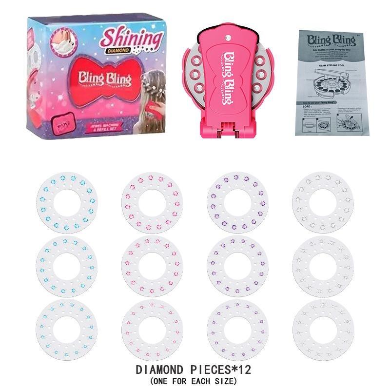 Glitter Diamond Styling Tools Hair Gemstone Styling Set + 360 colorful gemstones to light up girls' hair, clothes, accessories, etc., birthday gift for all hair types/hair styles - Hair Care, No Heat Required Hair Styling Accessories