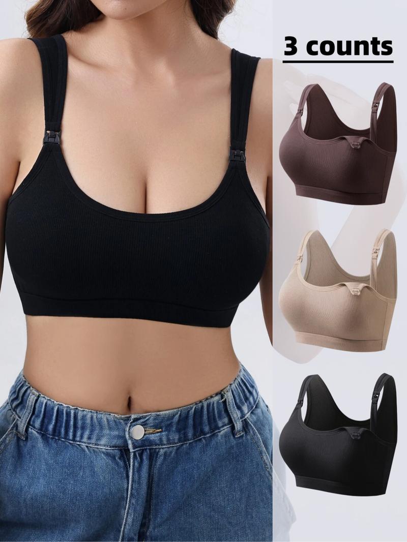 Maternity's Solid Color Removable Nursing Bra, Soft Comfortable Breathable Nursing Bra for Pregnancy & Postpartum, Maternity Underwear for All Seasons, Maternity Bras