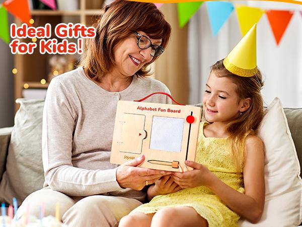 JoyCat Wooden Letter and Number Tracing Board, Alphabet Writing Practice Montessori Toys, Language Learning Toys, Classroom Educational Tools Material