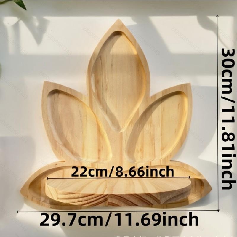 Wall Mounted Wooden Shelf, Lotus Shape Candle Holder, Multi-Purpose Storage Rack, Decorative Wall Organizer, Home Décor Accessory