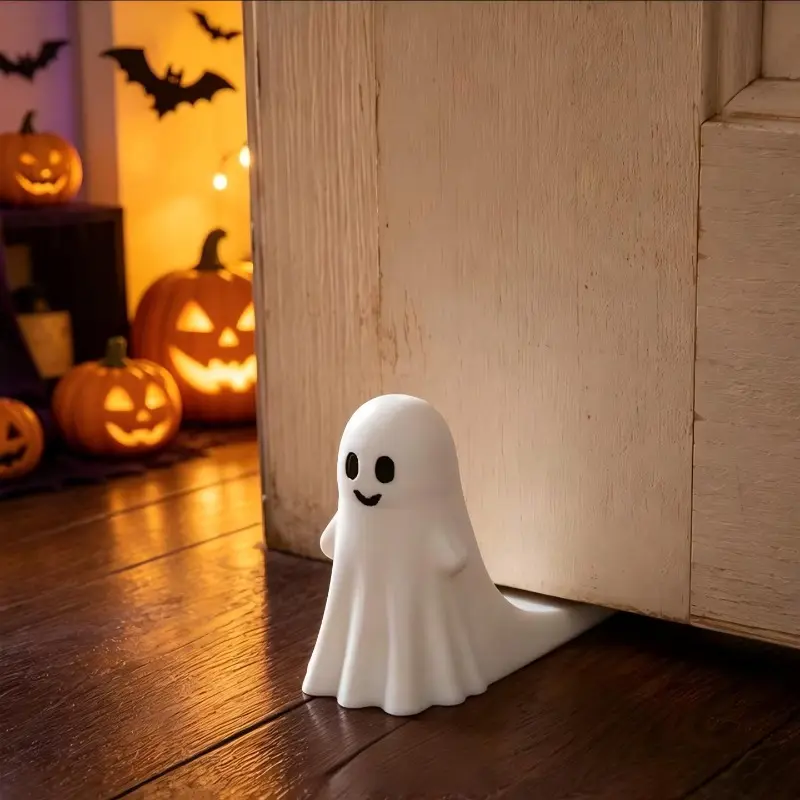 1pc Cute Door Stopper, Creative Home Decor Ornament, Household Windproof Silent Door Stop, Fun Atmosphere Item for Dormitory Entryways, Practical Home Door Fixer, Creative Gift Suitable for Halloween Gifting, Available in White and Luminous Green
