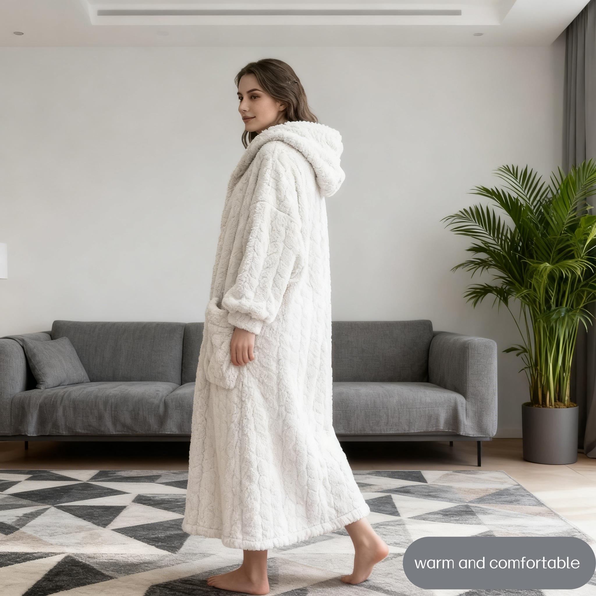 Long Wearable Blanket, Large Home Clothing, Sleepwear, Bathrobe, Thick Warm, Soft Comfy Blanket, Winter Home Essentials, Holiday Gift