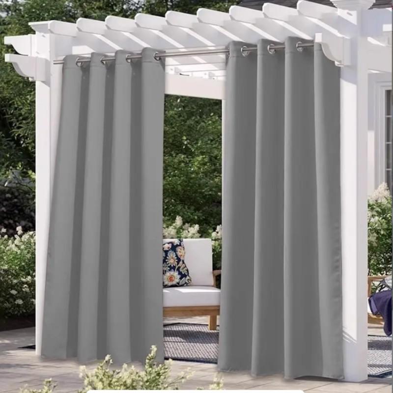 Modern Style Outdoor Waterproof Sunproof Curtain, Breathable Mesh for Porch Gazebo Pergola, UV Protection Rainproof Mold Resistant