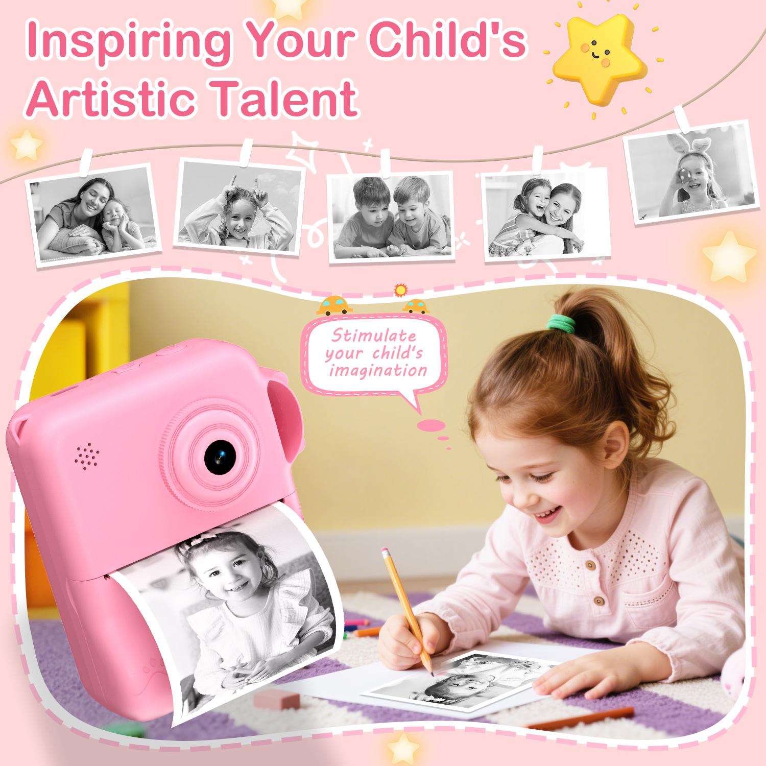 Portable Instant Print Camera with 3 Rolls Print Paper, Ideal Birthday Gifts for Boys & Girls,Boys & Men gifts, Photo Camera