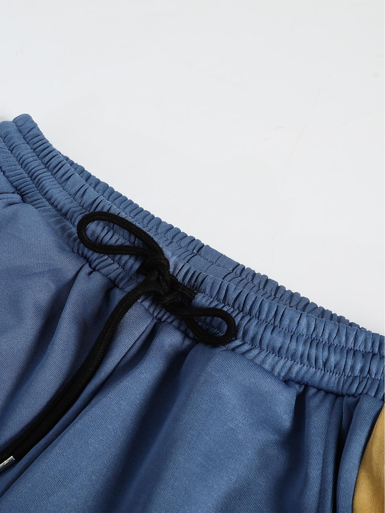 Men's Colorblock Print Sweatshirt & Pants Loungewear Two-piece Set, Casual Comfy Long Sleeve Pullover & Jogger Pants, Men's Sleepwear for Spring & Fall, Homewear