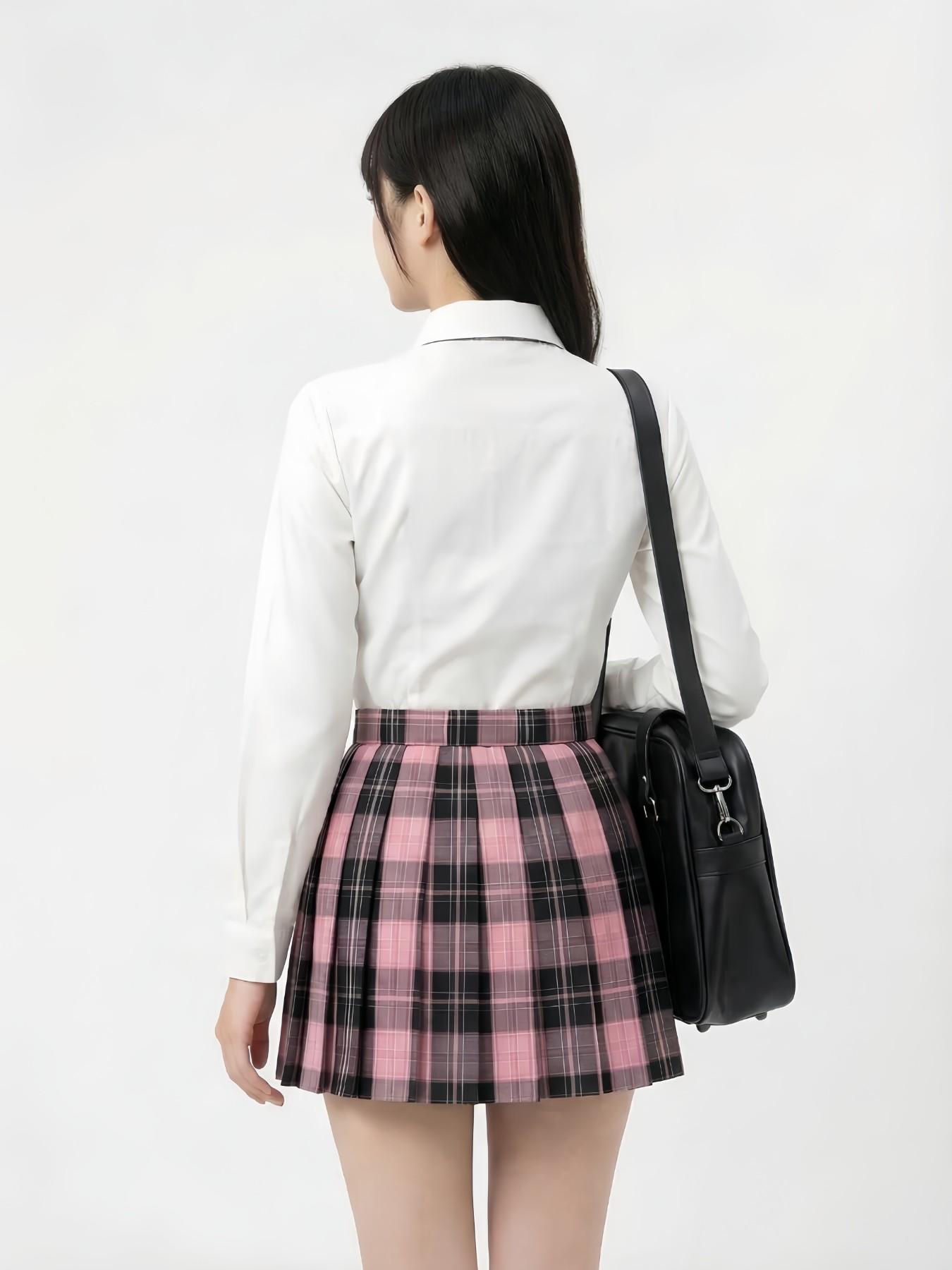 Campus Jk Uniform Set, Long Sleeve Shirt, Plaid Skirt, Bow Accessory, Preppy Style, All Seasons, Student Role Play