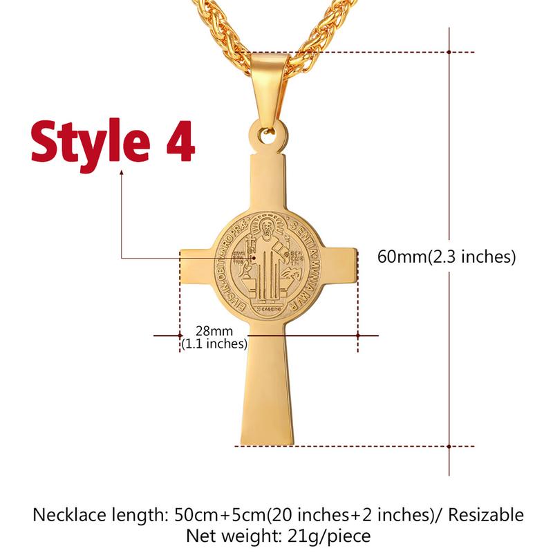 FindChic Saint Benedict Medal Necklace Christian Sacramental Medal Ward off Evil Protection Jewelry Catholic Unisex For Women Men