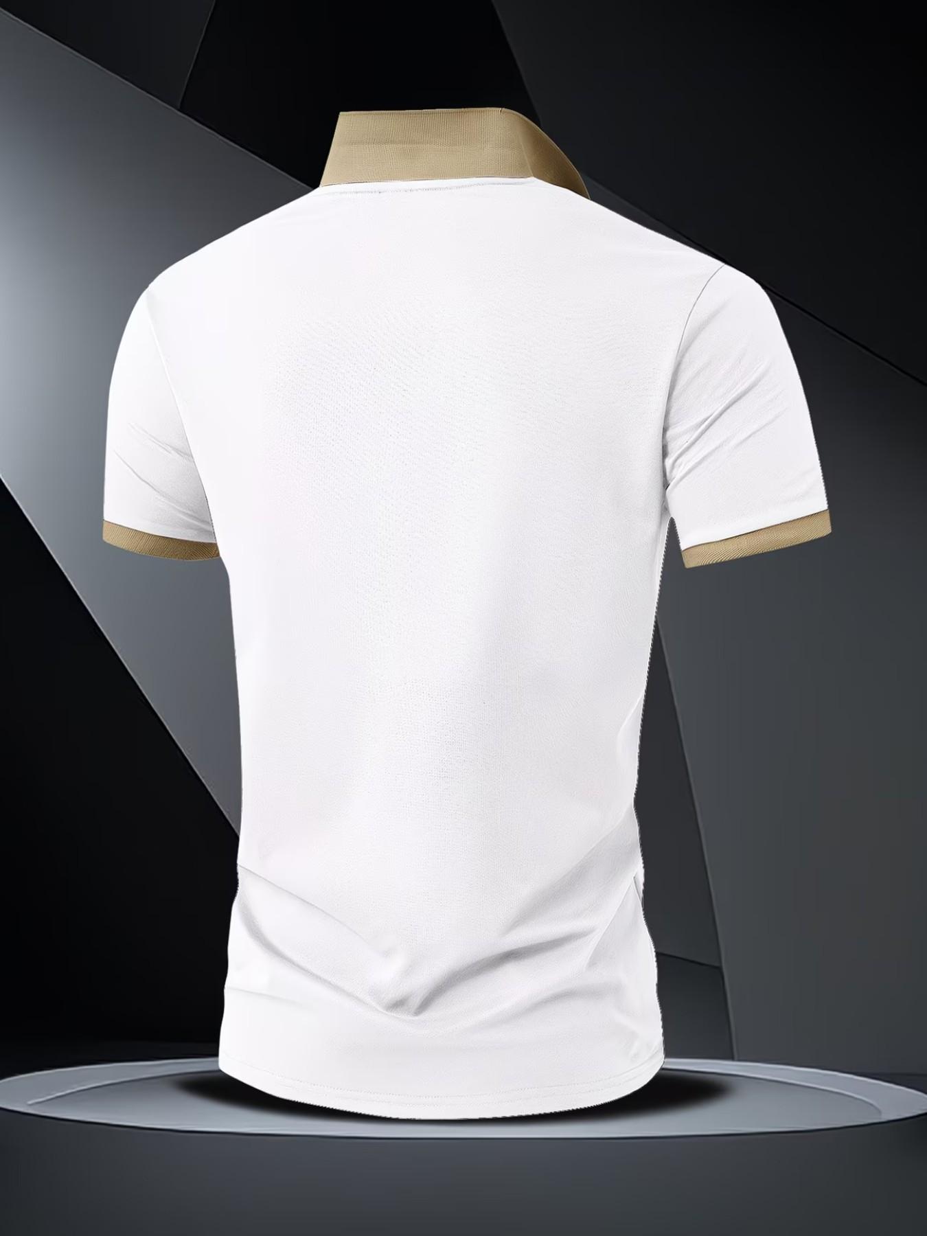 Men's Summer Trendy Colorblock Collared Short Sleeve Polo Shirt, Fashionable Slim Fit, Best Choice for Men, Stylish and Comfortable