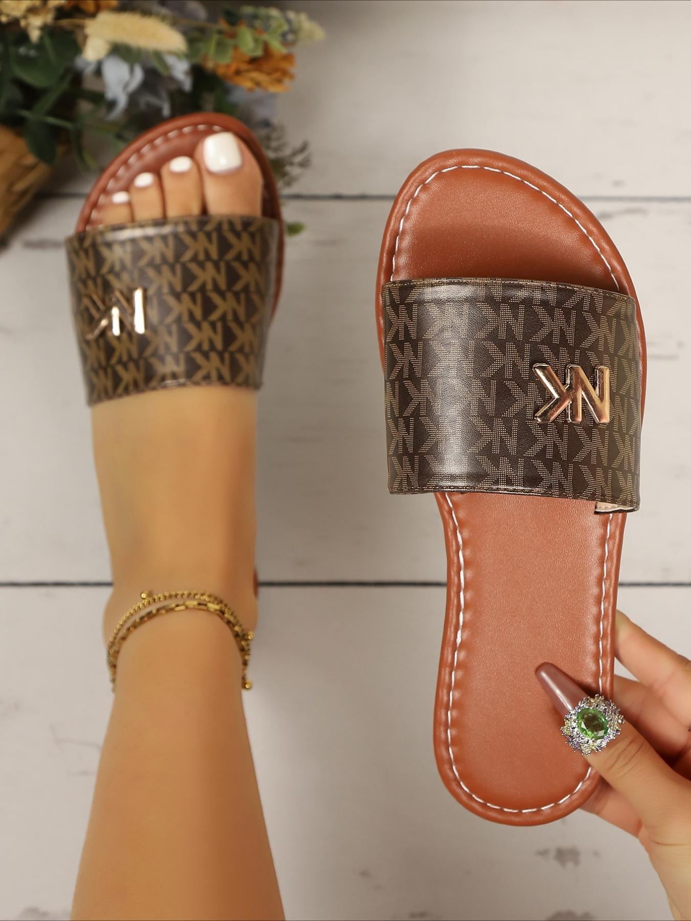 2026Women’s Breathable letter Flat Mules, Summer Closed-Toe Slip-On Slippers, Lightweight Non-Slip Beach & Casual Slides Sandal, Anti Slip Sandals