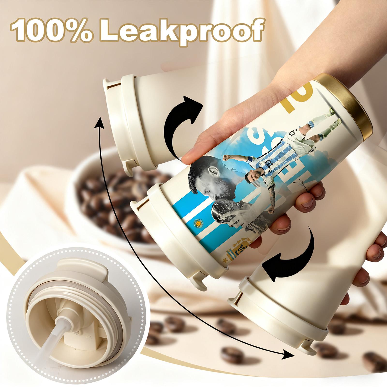 1 Pc 19/24/32oz stainless steel double wall insulated Tumbler, Hydration Tumbler, leak proof vacuum cup with handle and strap, soccer champion print, keep warm for 12 hours and cold for 24 hours, hot cold drinks, gift for men and women, birthday