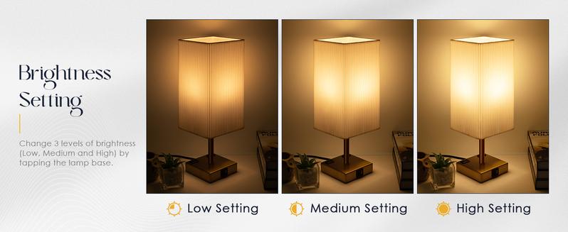 2-Pack Touch Control Table Lamps - 3-Way Dimmable with USB C+A Charging, AC Outlets & Bulb Included nightstand lamp lamps Lighting Modern