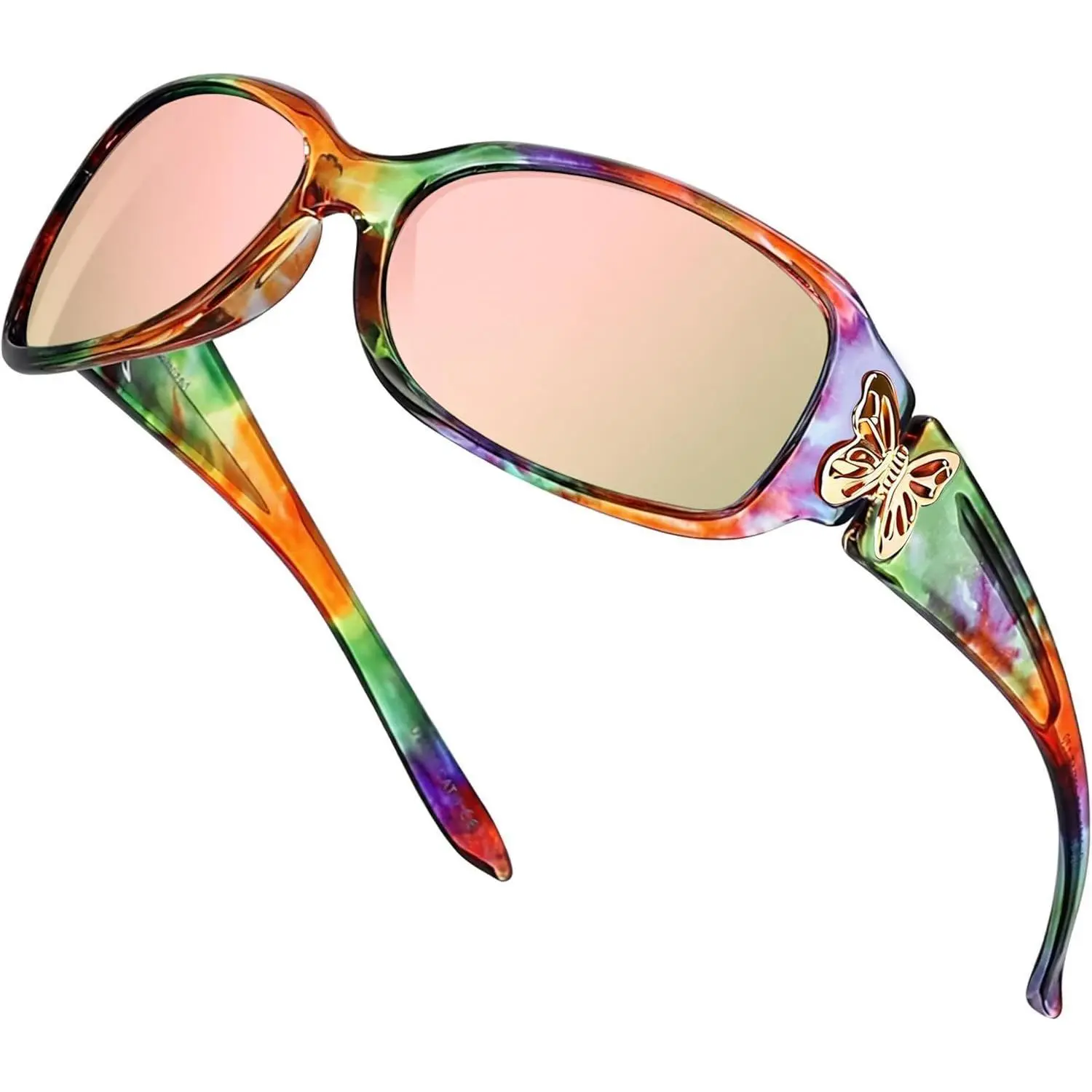 Polarized Sunglasses for Women, Trendy Butterfly Detail Fashion Shades for Driving Fishing UV Protection