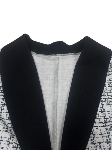 Women's Business Casual Suit Set, New Style Patchwork Color Block Striped Print Long Sleeve Top & Pants, Fashionable Office Wear