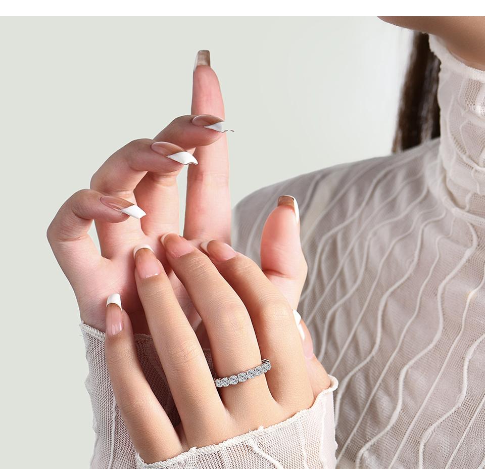 Round Cut 3.5mm Etenity Synthetic Moissanite Ring Band D Color VVS1 Engagement Wedding Bands For Women Birthday Gift R053 SpringStatements