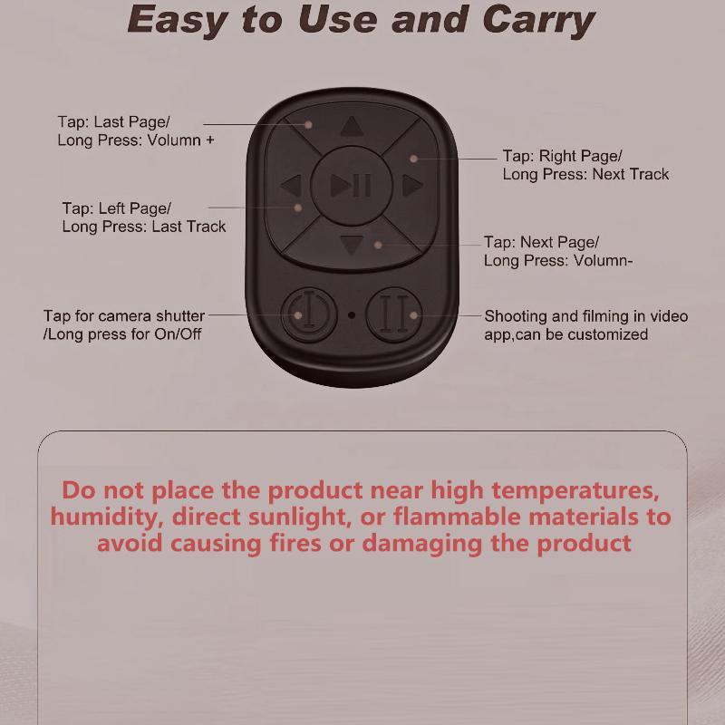 Multifunctional Ring Remote Control, 1pc Rechargeable Bluetooth-compatible Page Turning Ring, Camera Shutter Short Video and Music Remote Controller for iOS Android Phone,Cool Gadgets