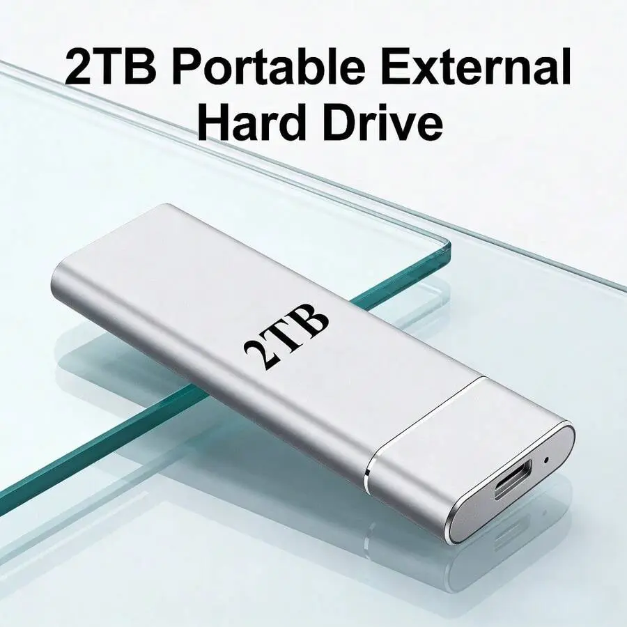 2TB Ultra Speed Portable External Drive, Capacity Speed External Portable Drive 2000GB, Portable 2TB HDD External Drive, Minimalist Design, Reliable Storage, Suitable Gamers, Students, Professionals, Compatible With Iphone