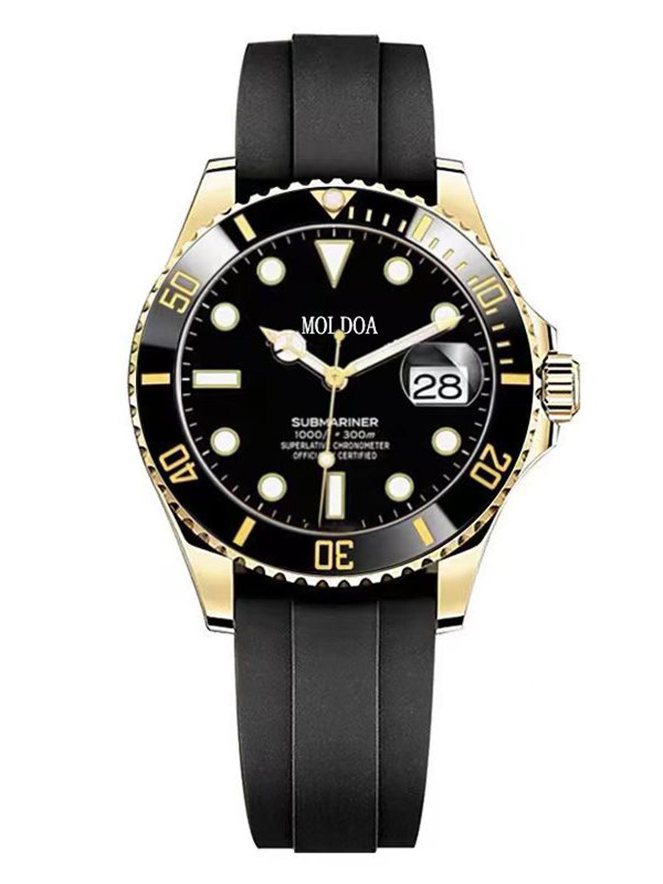 A men's black silicone strap with a niche high-end feel, high-end Korean casual quartz watch, Analog Display, Quartz Movement, Black Silicone Band