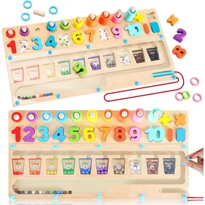 3 in 1 Toys for 3+ Year Old, Education Toys for Preschool Learning Activities, Wooden Magnetic Color and Number Maze, Sorting Counting Color Matching Toddler Puzzle