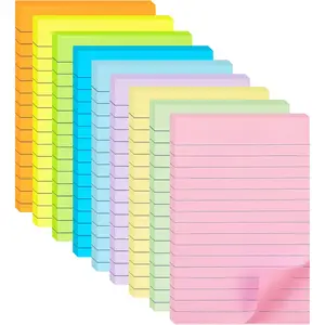 9 Pack Lined Sticky Notes 4X6 Inch, 9 Pastel Colors Large Ruled Memo Pads with Strong Adhesive Super Sticking Power, Colorful Lined Sticky Notes for Office Home, 35 Sheets per Pad