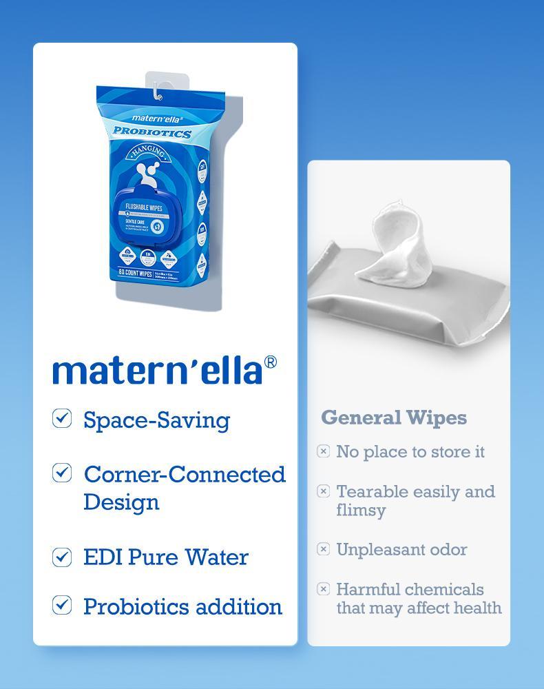 Maternella Hanging Unscented Wet Wipes with Probiotics, Butt Wipes, Extra Large Size Adult Wipes Made of Plant - Based Fibers,Alcohol-Free,640 Wipes in Total Wet Wipes with Sustainable Hygiene Soft Mild Formula Suitable for Travel Toilet Paper XL