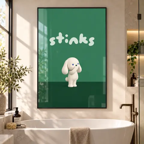 Bathroom Series Canvas Painting Art Print Funny Bathroom Wall Art Decor for Home Living Room Bedroom Poster Gift Cute Aesthetic Home Decor