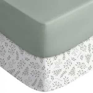 Baby Crib Sheets  Boys Girls, ted Crib Sheet 2 Pack  Standard Crib and Toddler Mattress, Super Soft Microfiber Baby Sheet 28x52x8in(Green+Leaf)