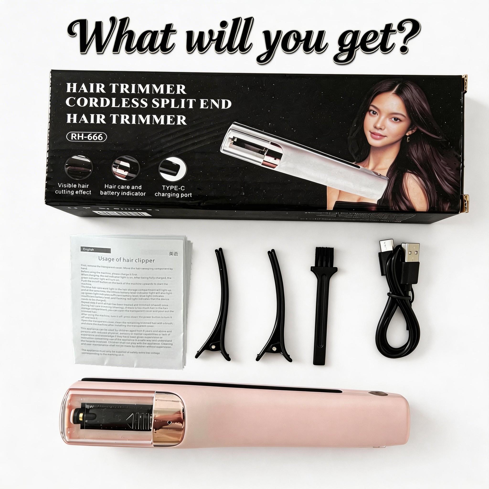 Portable Electric Hair Trimmer, Automatic Split Ends Cutter, Multi-Functional Styling Tool, Holiday Gift