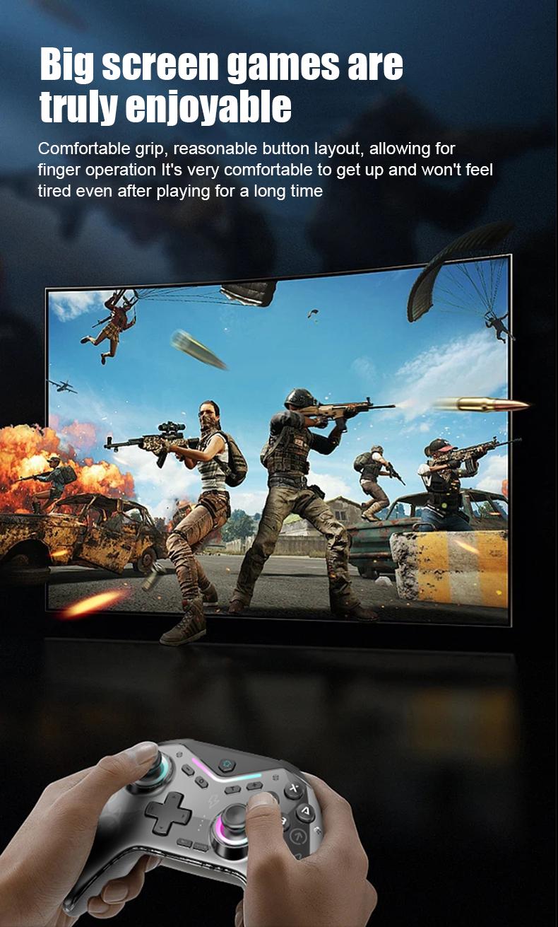 CM619 Game controller supports IOS/Android/PC/Switch dual motor wireless controller with dazzling light Console Smartphone Console Smartphone Black gamers gift