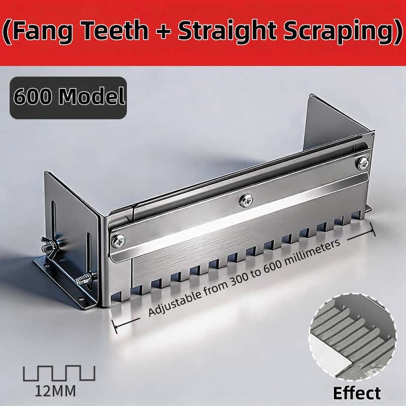 600/800 Type Straight Slot Grout Scraper, Tile Laying Tool, Adjustable 300-600mm, 12mm Square Tooth Spatula, Thick Stainless Steel