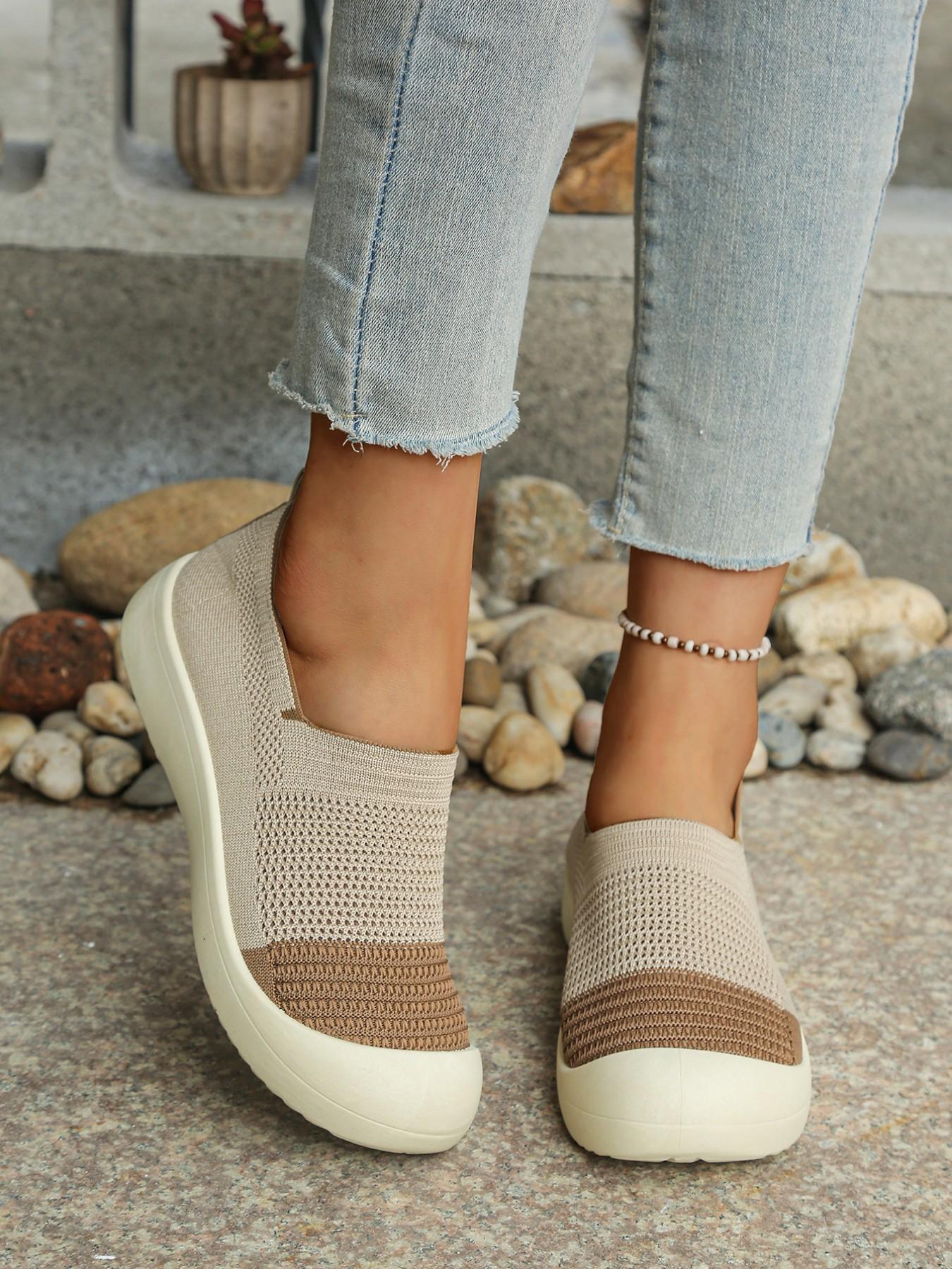 Women's Fashion Walking Shoes, Breathable Knit Mesh Lightweight Daily Commute Sneakers, Casual Jogging, Light Exercise, Everyday Wear