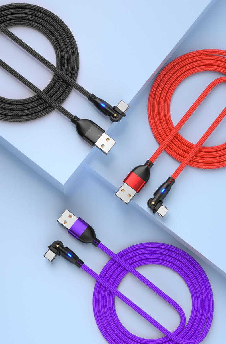 Alloy 3A Speed C-Type Mobile USB Charging Cable, 2m Fast Charger Cable for Android Phones & Game Users, 180-Degree Bending Design, 2-in-1 Game-Ready Micro-USB Alternative