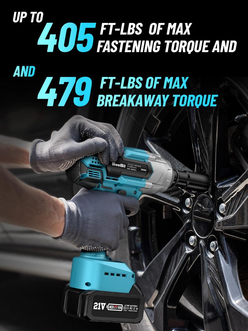 Seesii 3-in-1 Electric Brushless Impact Wrench, Cordless Pistola De Impacto with 2x4.0 Battery, 6 Sockets, 8 Drills, 6 Screws - Ideal for Car & Home,WH700 Black Friday Deals