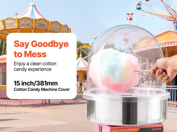 VEVOR Cotton Candy Machine Cover, Transparent Acrylic Dome Bubble Shield, Cotton Candy Machine Bubble Shield Compatible with 15inch Cottons Candies Machines Bowl for Party, Shops, Bottom Groove Design